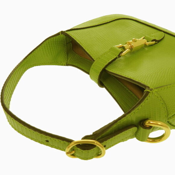 Gucci Jackie Bag Lizard Green Yellow Handbag - Picture 4 of 8
